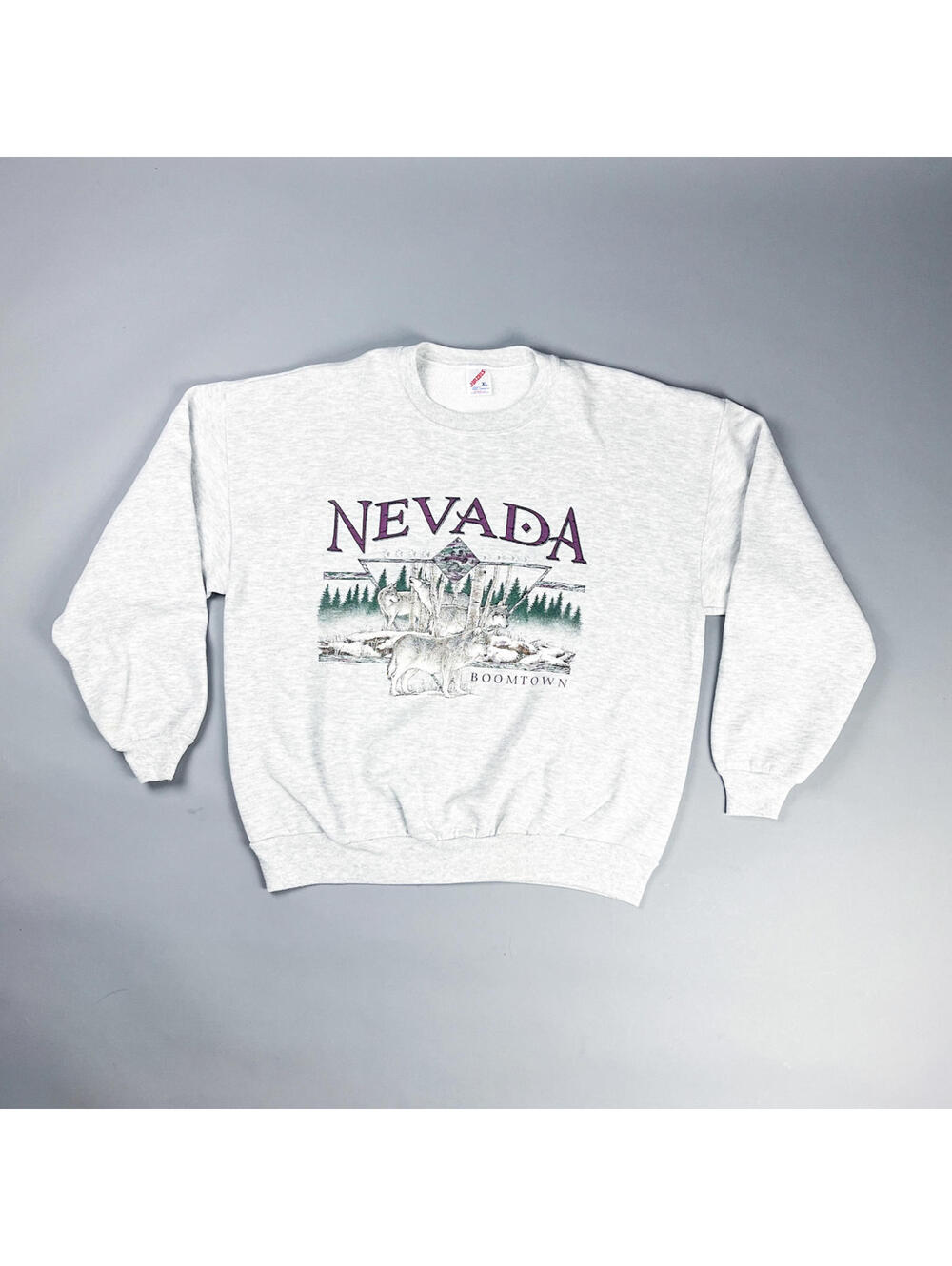 Vintage Graphic Sweatshirt | 90's Nevada Boomtown Grey Crewneck Sweater